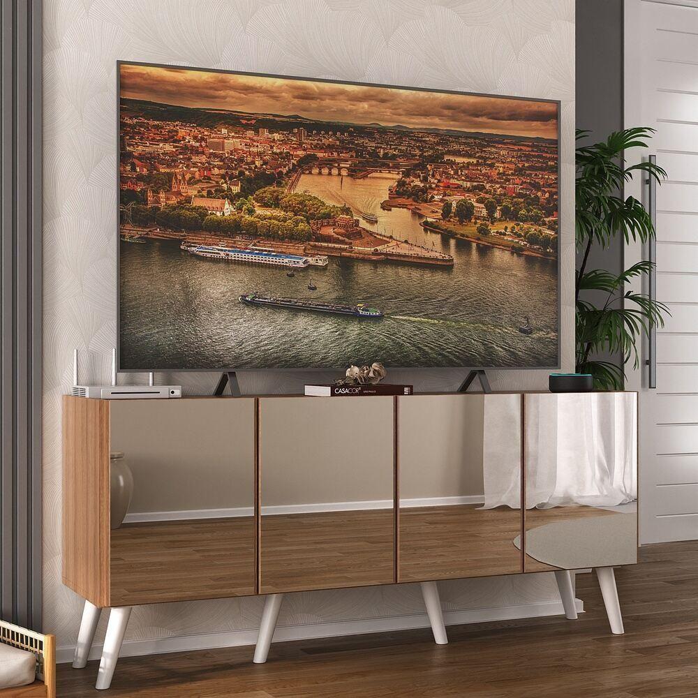 Rack Tv Até 50 Polegadas Retrô Com Espelhos Mp1082 Rustic branco - 2