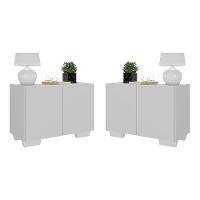 Kit 2 Mesas De Cabeceira 2 Portas E Pés Mp4139 Branco Branco - 1