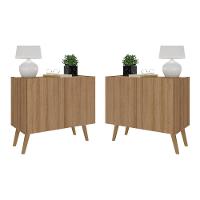 Kit 2 Mesas De Cabeceira Retrô 2 Portas Mp4138 Rustic natural - 1