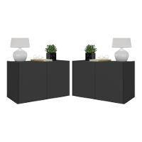 Kit 2 Mesas De Cabeceira 2 Portas Mp4135 Preto Preto - 1