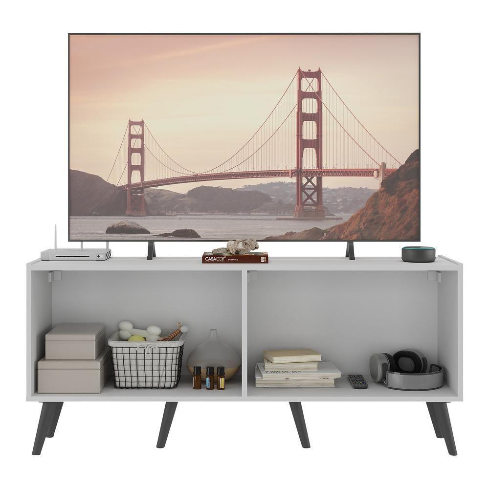 Rack Tv Até 50 Polegadas Retrô Com Espelhos Mp1082 Branco preto - 4