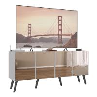 Rack Tv Até 50 Polegadas Retrô Com Espelhos Mp1082 Branco preto - 1