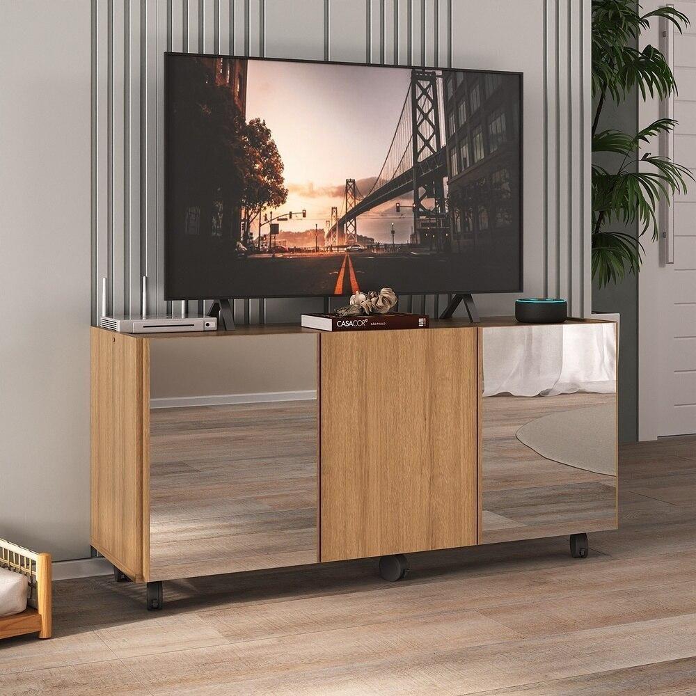 Rack Tv Até 32 Polegadas Com Rodízios E Espelhos Mp1076 Rustic Rustic - 2