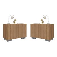 Kit 2 Mesas De Cabeceira 2 Portas E Pés Mp4139 Rustic cinza Rustic cinza - 1