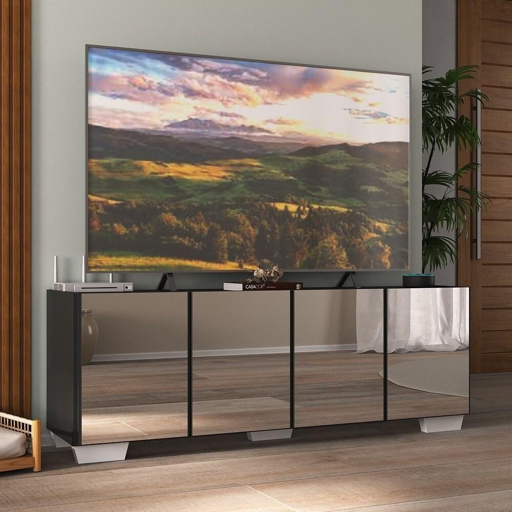 Rack Tv Até 50 Polegadas Com Espelhos Mp1083 Preto branco - 2