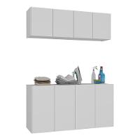 Conjunto Lavanderia Suspenso Multiuso Armário Aéreo E Balcão Mp5052 Branco Branco - 1