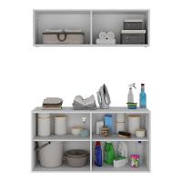 Conjunto Lavanderia Suspenso Multiuso Armário Aéreo E Balcão Mp5052 Branco Branco - 2