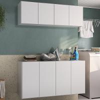 Conjunto Lavanderia Suspenso Multiuso Armário Aéreo E Balcão Mp5052 Branco Branco - 3