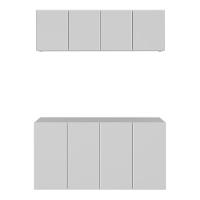 Conjunto Lavanderia Suspenso Multiuso Armário Aéreo E Balcão Mp5052 Branco Branco - 5