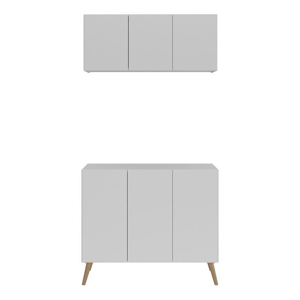 Conjunto Lavanderia Retrô Multiuso Armário Aéreo E Balcão Mp5050 Branco natural - 5