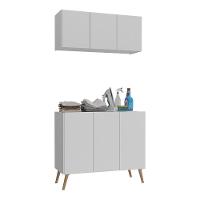 Conjunto Lavanderia Retrô Multiuso Armário Aéreo E Balcão Mp5050 Branco natural - 1