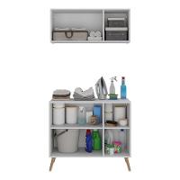 Conjunto Lavanderia Retrô Multiuso Armário Aéreo E Balcão Mp5050 Branco natural - 2