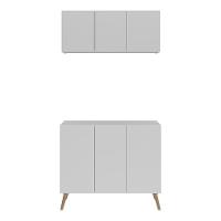 Conjunto Lavanderia Retrô Multiuso Armário Aéreo E Balcão Mp5050 Branco natural - 5