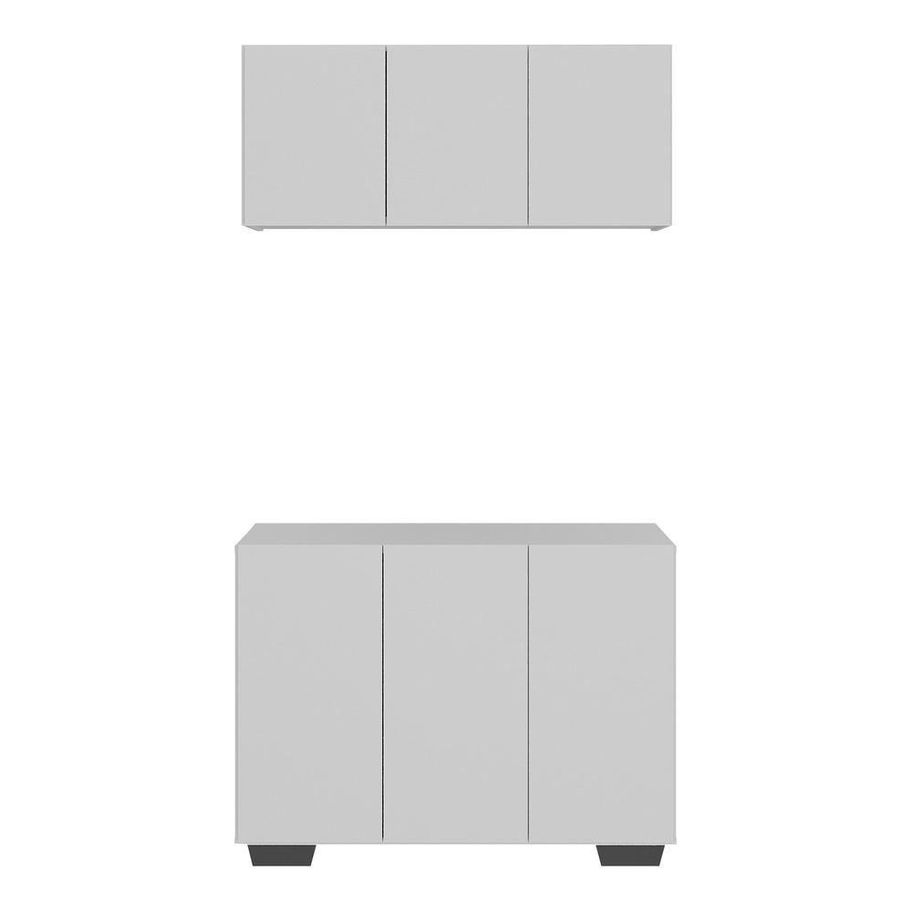 Conjunto Lavanderia Multiuso Armário Aéreo E Balcão Mp5051 Branco preto - 5