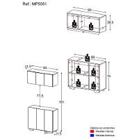 Conjunto Lavanderia Multiuso Armário Aéreo E Balcão Mp5051 Branco preto - 2