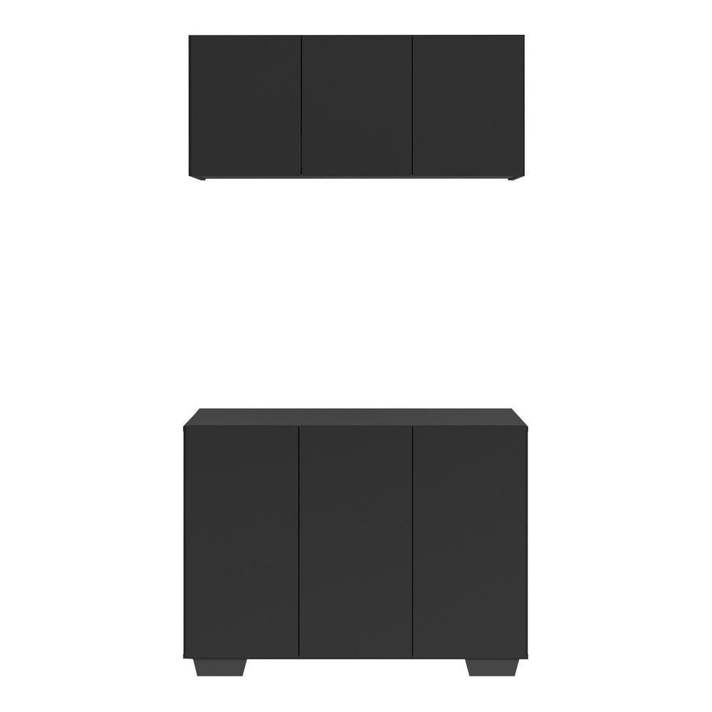 Conjunto Lavanderia Multiuso Armário Aéreo E Balcão Mp5051 Preto Preto - 5