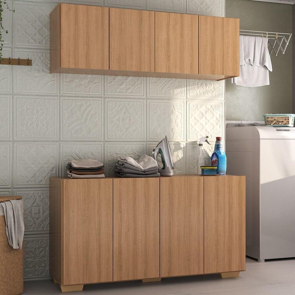 Conjunto Lavanderia Multiuso Armário Aéreo E Balcão Mp5054 Rustic natural - 2