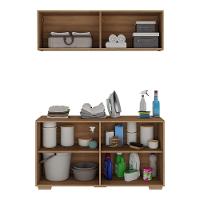 Conjunto Lavanderia Multiuso Armário Aéreo E Balcão Mp5054 Rustic natural - 3