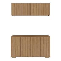 Conjunto Lavanderia Multiuso Armário Aéreo E Balcão Mp5054 Rustic natural