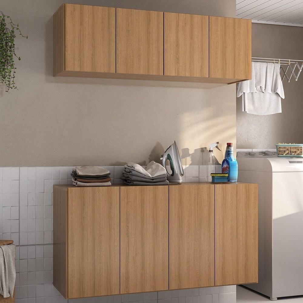 Conjunto Lavanderia Suspenso Multiuso Armário Aéreo E Balcão Mp5052 Rustic Rustic - 3