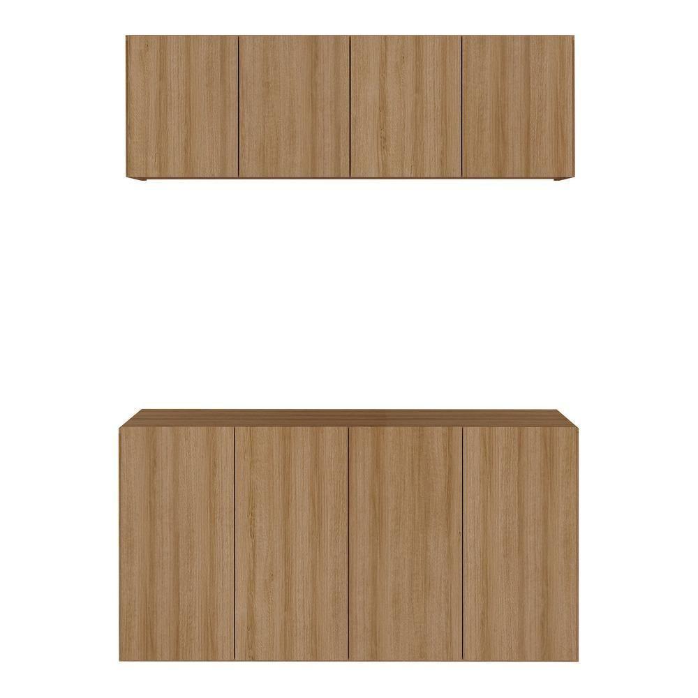 Conjunto Lavanderia Suspenso Multiuso Armário Aéreo E Balcão Mp5052 Rustic Rustic - 4