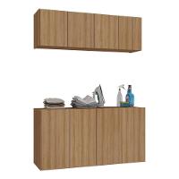 Conjunto Lavanderia Suspenso Multiuso Armário Aéreo E Balcão Mp5052 Rustic Rustic - 1