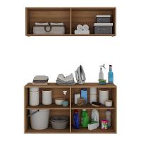 Conjunto Lavanderia Suspenso Multiuso Armário Aéreo E Balcão Mp5052 Rustic Rustic - 2