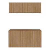 Conjunto Lavanderia Suspenso Multiuso Armário Aéreo E Balcão Mp5052 Rustic Rustic