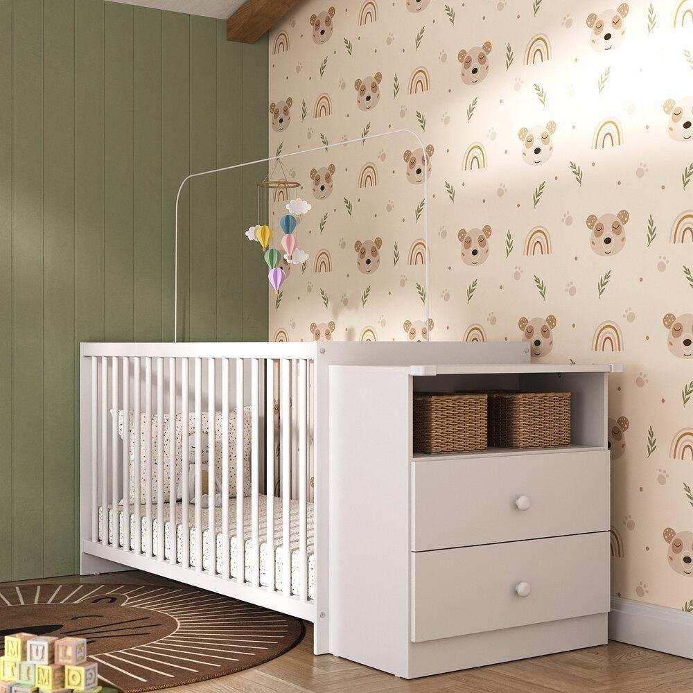 Berço Cômoda Para Colchão 60 X 130 Cm Meu Bebê Branco - 2