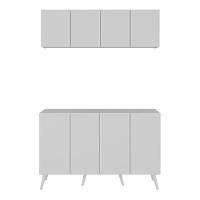 Conjunto Lavanderia Retrô Multiuso Armário Aéreo E Balcão Mp5053 Branco Branco - 5