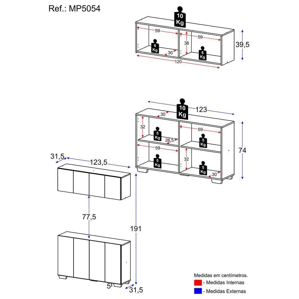 Conjunto Lavanderia Multiuso Armário Aéreo E Balcão Mp5054 Grafite branco - 2