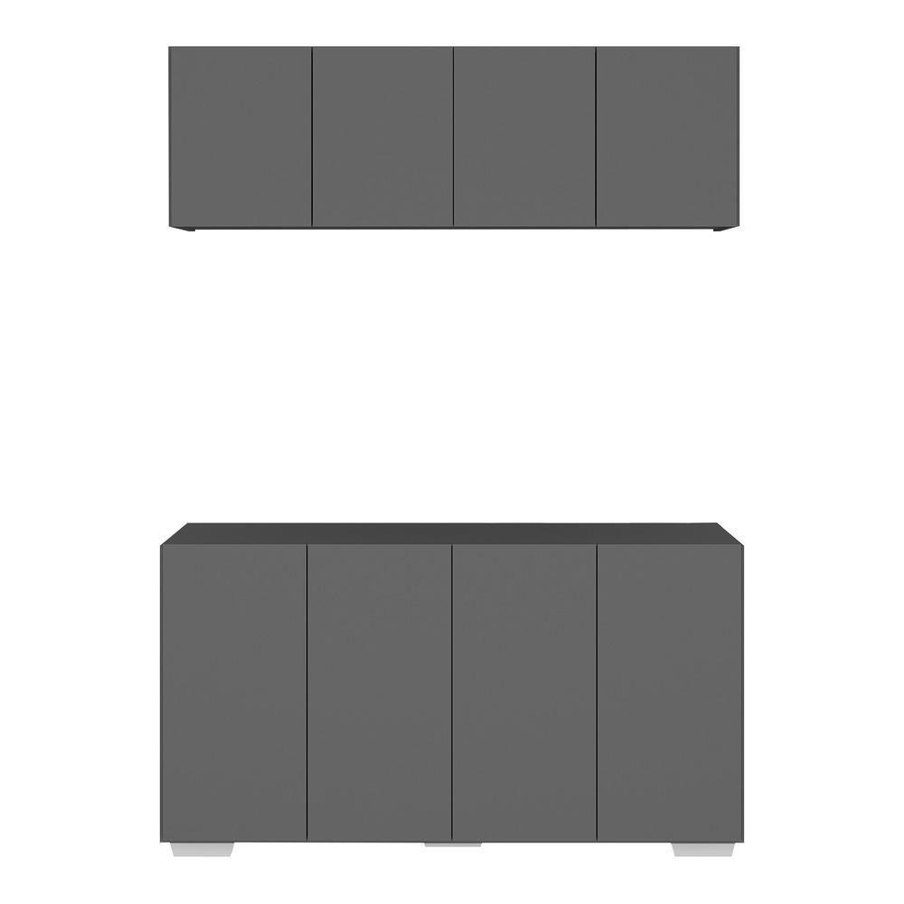 Conjunto Lavanderia Multiuso Armário Aéreo E Balcão Mp5054 Grafite branco - 5