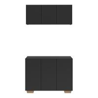 Conjunto Lavanderia Multiuso Armário Aéreo E Balcão Mp5051 Preto natural - 2