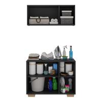 Conjunto Lavanderia Multiuso Armário Aéreo E Balcão Mp5051 Preto natural - 3