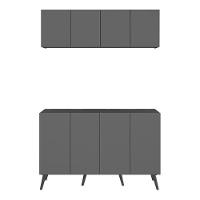 Conjunto Lavanderia Retrô Multiuso Armário Aéreo E Balcão Mp5053 Grafite preto - 5