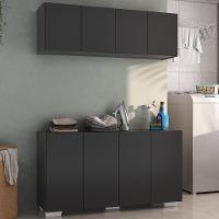 Conjunto Lavanderia Multiuso Armário Aéreo E Balcão Mp5054 Preto branco - 2