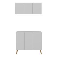 Conjunto Gabinete De Banheiro E Armário Aéreo Retrô Mp5055 Branco natural - 5