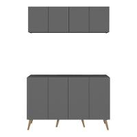 Conjunto Lavanderia Retrô Multiuso Armário Aéreo E Balcão Mp5053 Grafite natural - 5