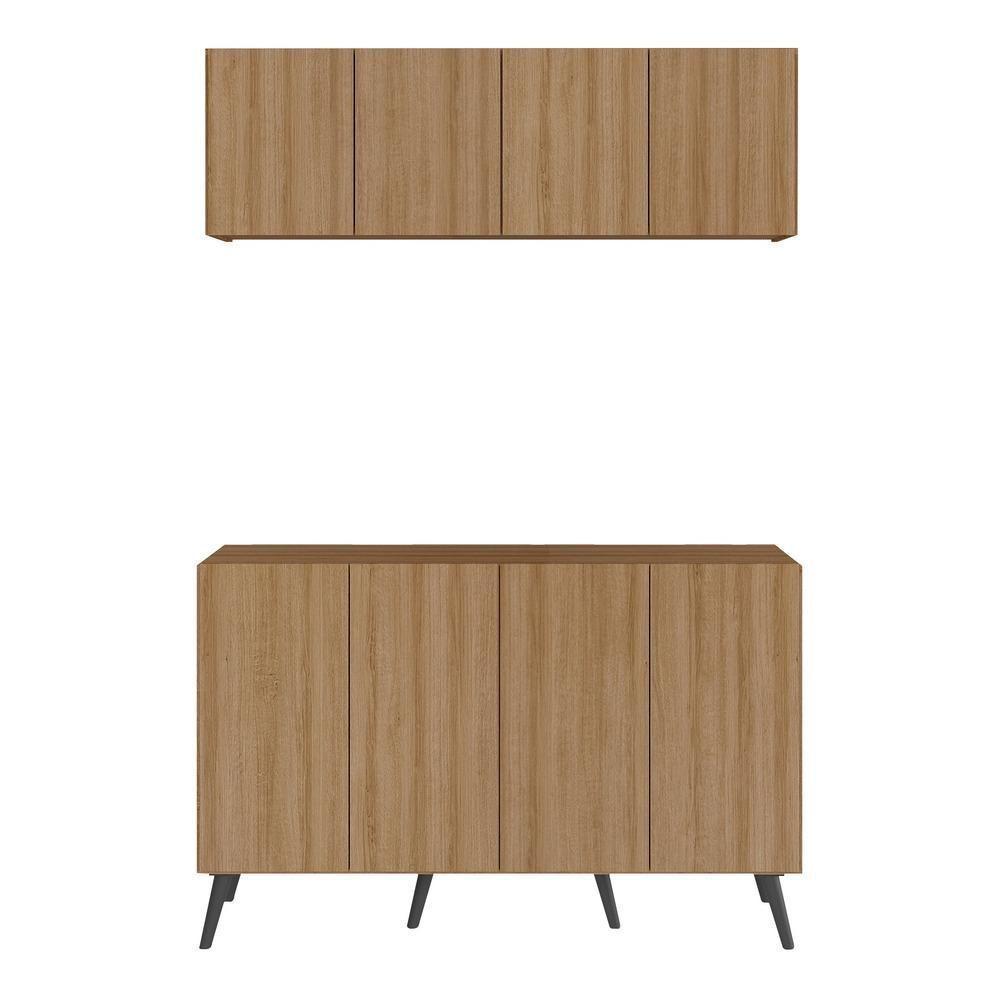 Conjunto Lavanderia Retrô Multiuso Armário Aéreo E Balcão Mp5053 Rustic preto - 3