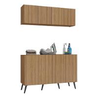 Conjunto Lavanderia Retrô Multiuso Armário Aéreo E Balcão Mp5053 Rustic preto - 1