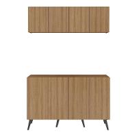 Conjunto Lavanderia Retrô Multiuso Armário Aéreo E Balcão Mp5053 Rustic preto - 3