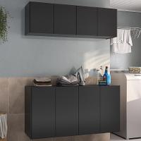 Conjunto Lavanderia Suspenso Multiuso Armário Aéreo E Balcão Mp5052 Preto Preto - 5