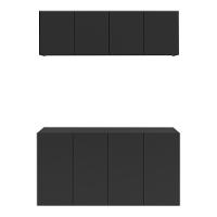 Conjunto Lavanderia Suspenso Multiuso Armário Aéreo E Balcão Mp5052 Preto Preto - 9