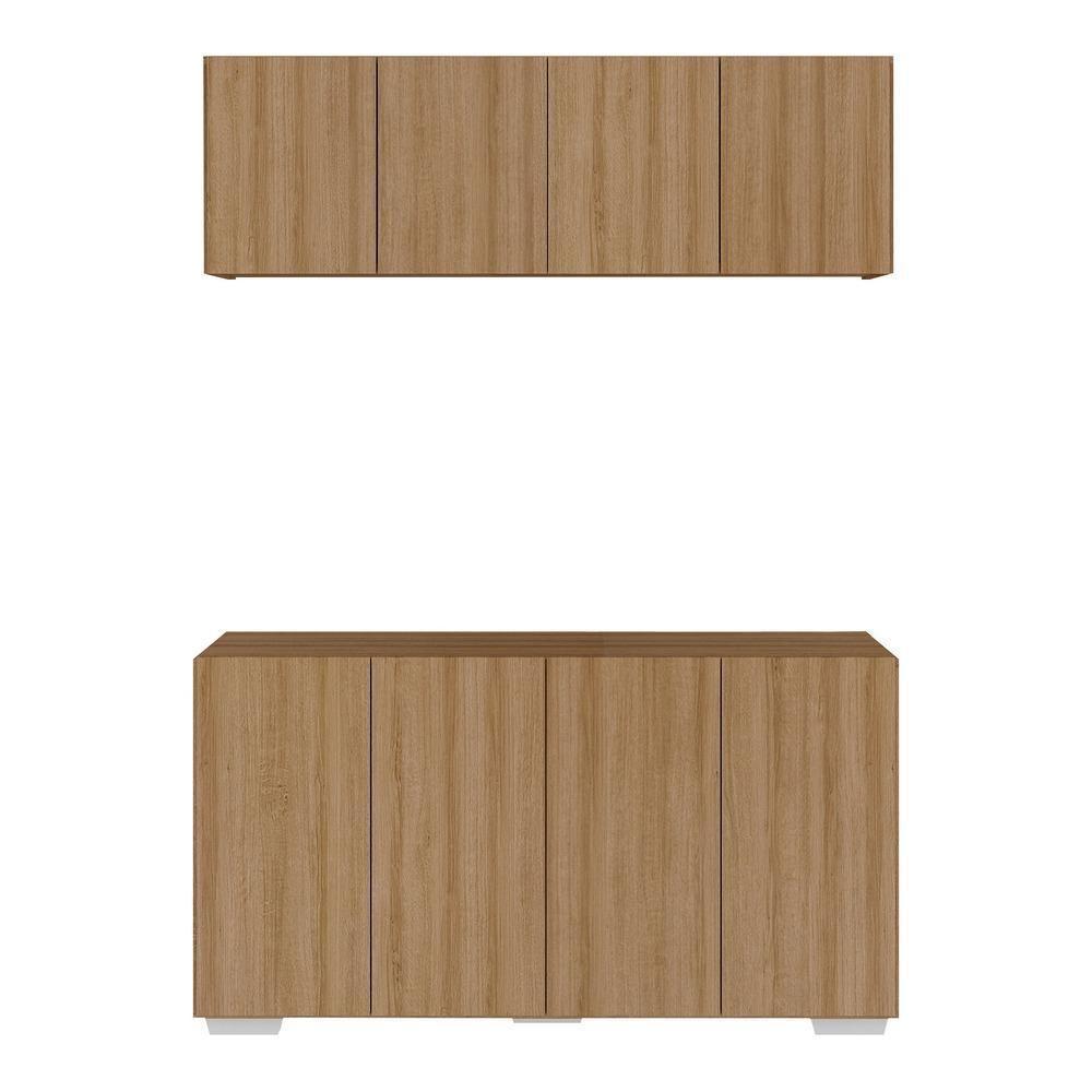 Conjunto Lavanderia Multiuso Armário Aéreo E Balcão Mp5054 Rustic branco - 4