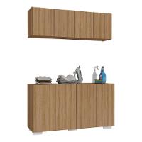 Conjunto Lavanderia Multiuso Armário Aéreo E Balcão Mp5054 Rustic branco - 1