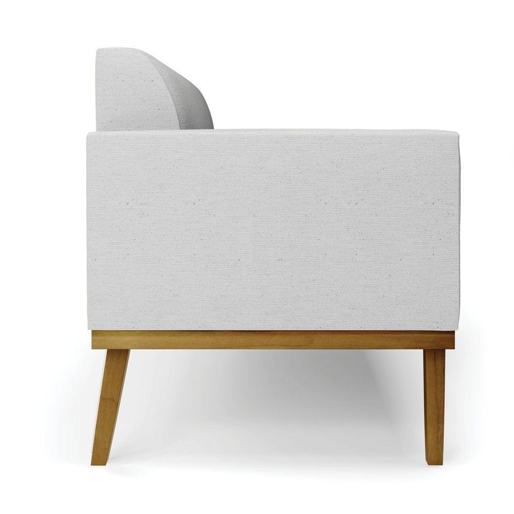 Kit 2 Poltronas Base De Madeira Fixa Castanho Marisa Linho D03 - D'Rossi A05 Cinza - 2