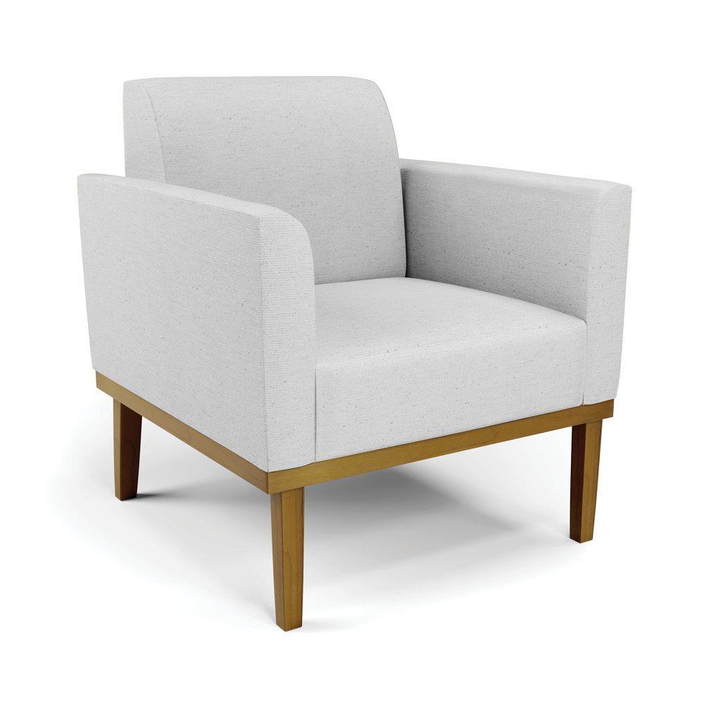 Kit 2 Poltronas Base De Madeira Fixa Castanho Marisa Linho D03 - D'Rossi A05 Cinza - 4