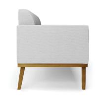 Kit 2 Poltronas Base De Madeira Fixa Castanho Marisa Linho D03 - D'Rossi A05 Cinza - 2