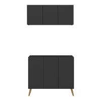 Conjunto Gabinete De Banheiro E Armário Aéreo Retrô Mp5055 Preto natural - 5