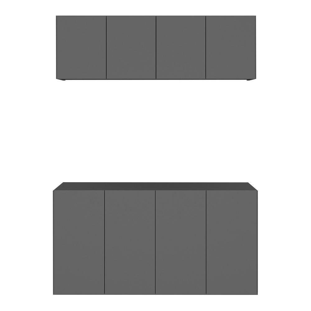 Conjunto Lavanderia Suspenso Multiuso Armário Aéreo E Balcão Mp5052 Grafite Grafite - 5